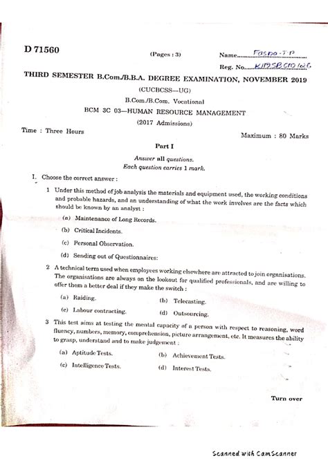 3 sem- human resource management - B.COM - Studocu