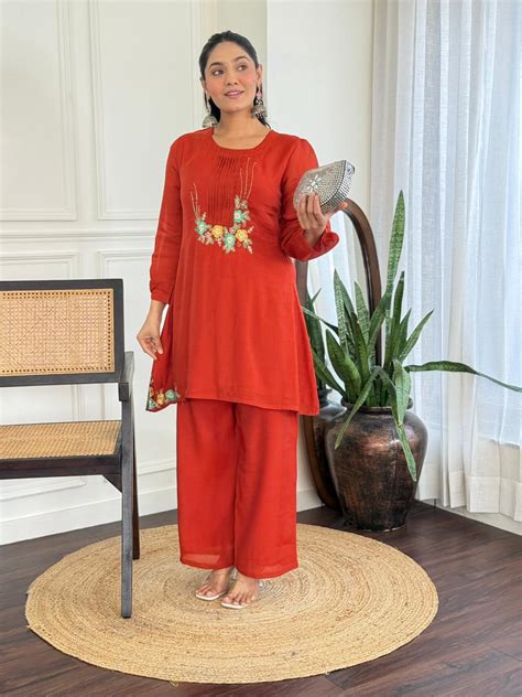 Mull Chanderi Orange 2pc Set – GFH Collection