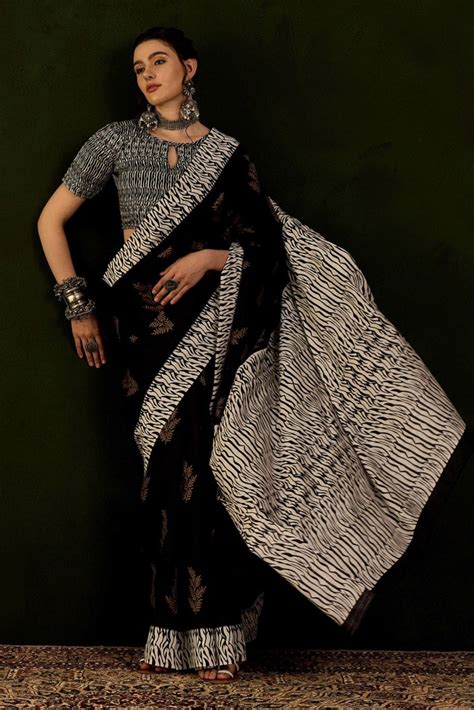 Buy Ajrakh Sarees Online | MySilkLove - Exclusive Offers!