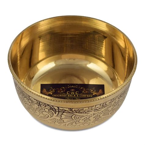 Pure Brass Embossed Flower Design Bowl Katori Dinnerware – CROCKERY ...