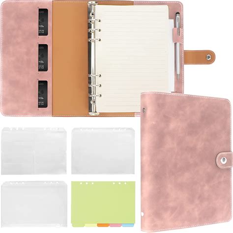 Fyy Leather A5 Ring Binder Notebook, 6 Ring A5 Binder with A5 Refill ...