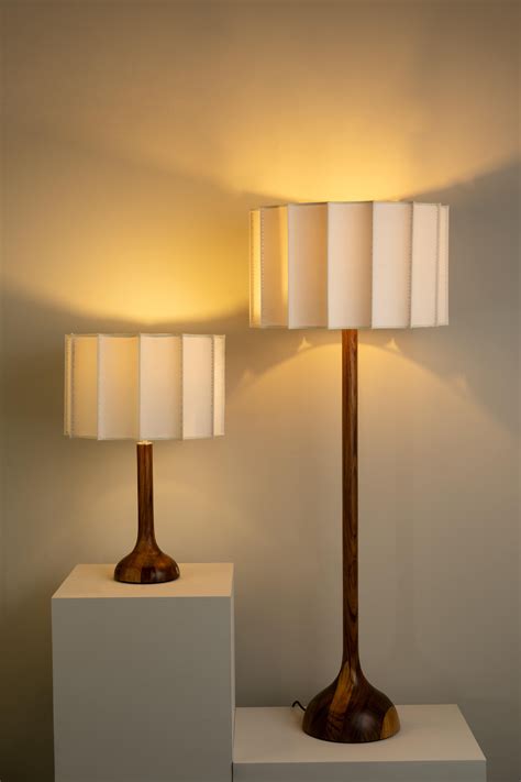 Organic Modern Floor Lamp Natural Wood Handmade Fluted Shade For Sale ...