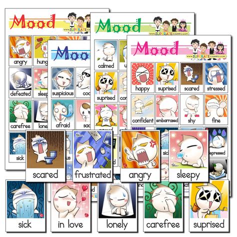 Lotería Estados de Ánimo en INGLES para imprimir - Printable Mood Bingo ...