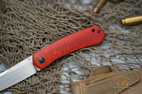 North Mountain Blade Jellyfish Hand Brushed M390 Steel German JUMA Red ...