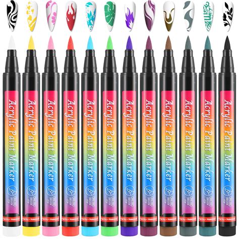 Amazon.com: Amaxiu 12 Colors Nail Art Pens Set, Waterproof Nail Polish ...