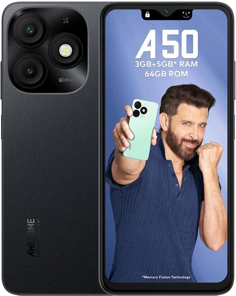 itel A50|6.6" HD+ Display with Dynamic Bar| 3GB RAM +64GB ROM, Upto 8GB ...