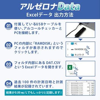 AZN-2BD アルコールチェッカー Excelデータ記録機能付き 記録100件 簡単操作 1個 ナヴィック 【通販モノタロウ】