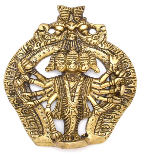 Buy Two Moustaches Panchmukhi Hanuman Brass Wall Hanging Idol for Home ...