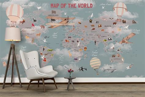 Watercolour World Map Wallpaper for Kids – Quirky Looks