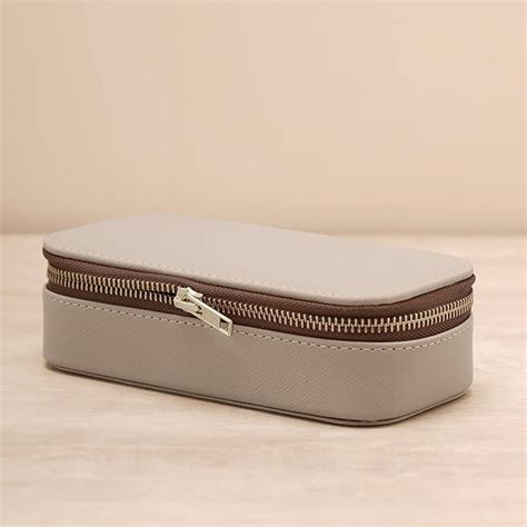 Pure Home + Living Beige Rectangle Faux Leather Travel Jewellery Box ...