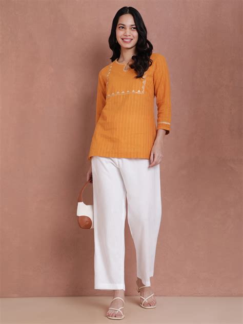 Viscose Kurti Pant for Women - White | Twin Birds