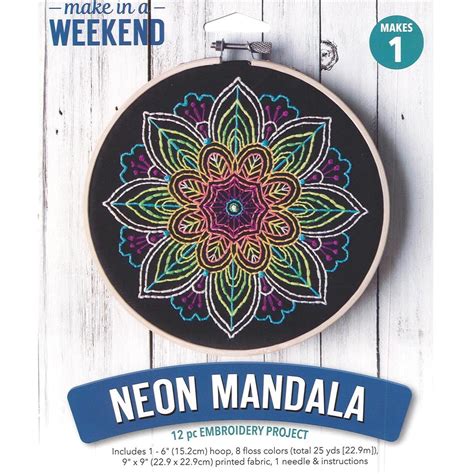 Mini Maker Neon Mandala Kit: 12 Piece Embroidery Project (kit ...