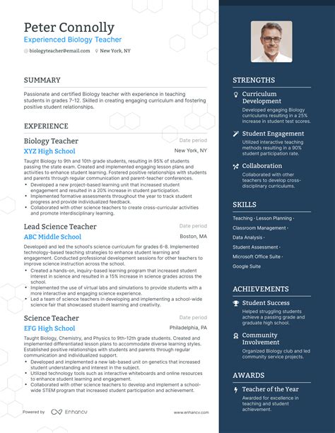 5 Biology Teacher Resume Examples & Guide for 2023