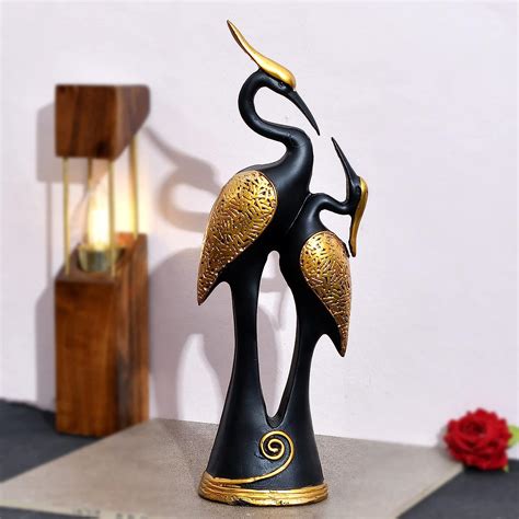 Swan Figurine Perfect Black Polyresin Painted Animal for Table Top, Sh ...