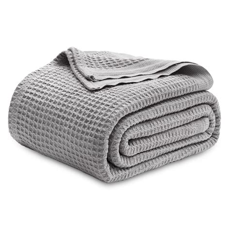 Bedsure 100% Cotton Blanket Queen Size for Bed - Waffle Weave Fall ...