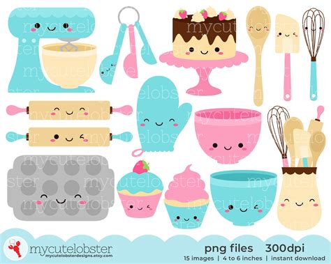 Cute Baking Clipart Baking Clip Art Set Cake Whisk Spoon - Etsy Australia
