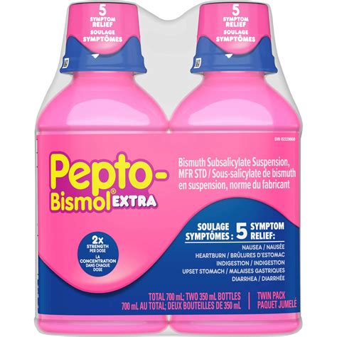 Pepto Bismol Extra Strength Liquid 350mL - Fast Relief for Nausea, Heartburn, Indigestion ...