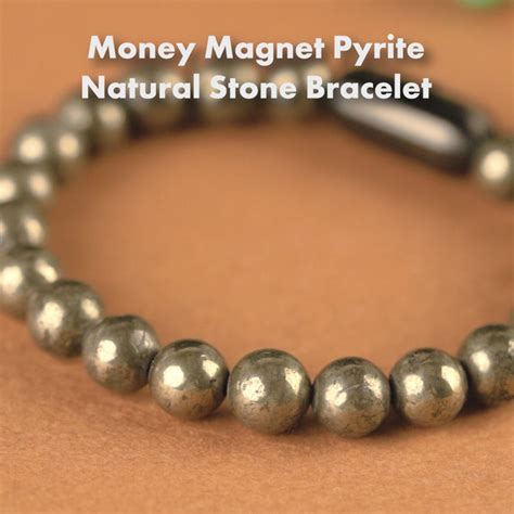 Money Magnet Pyrite Natural Stone Bracelet with MagSnap | Mesmerize