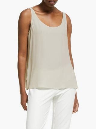 EILEEN FISHER Scoop Neck Silk Tank Top, Bone