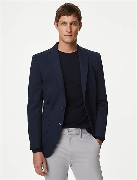 Buy Textured Jersey Jacket with Stretch at Marks & Spencer