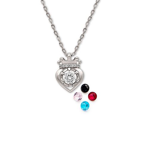 Buy the Silver Crowned Heart Pendant with Chain (5 in 1 Crystal) - Silberry