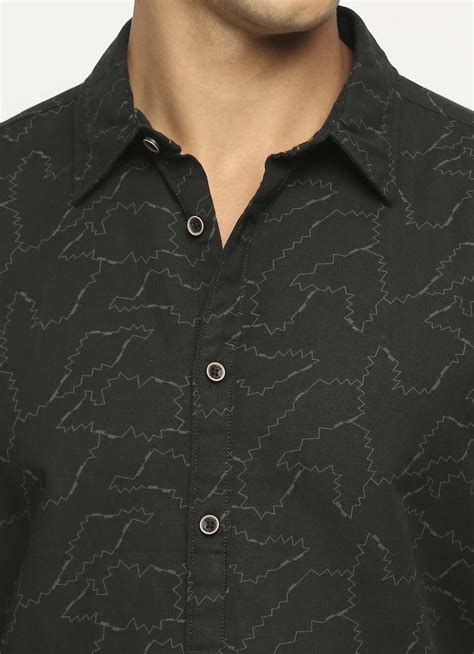 Black Printed Long Sleeve Shirt | Pepe Jeans India