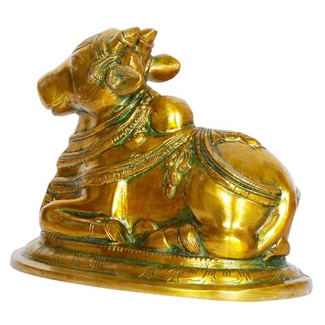 ARTVARKO Brass Nandi Shiv Ji Parvati Vehicle Nandi Cow Bull Statue Idol ...
