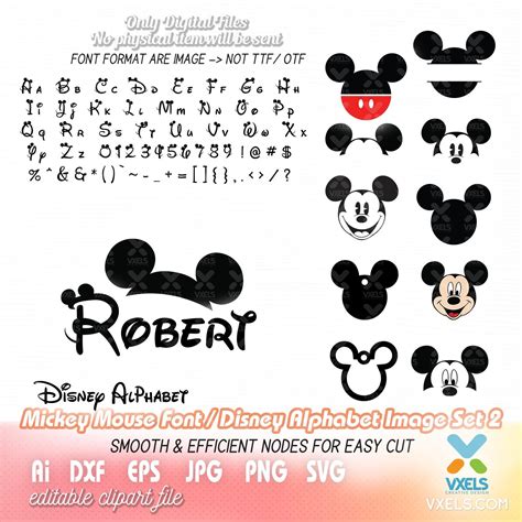 Mickey Mouse Alphabet Disney Font SVG Bundle Name Banner Set 2