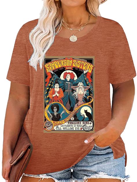 XCHQRTI Hocus Pocus Shirts for Women Plus Graphic Tees Halloween Plus ...