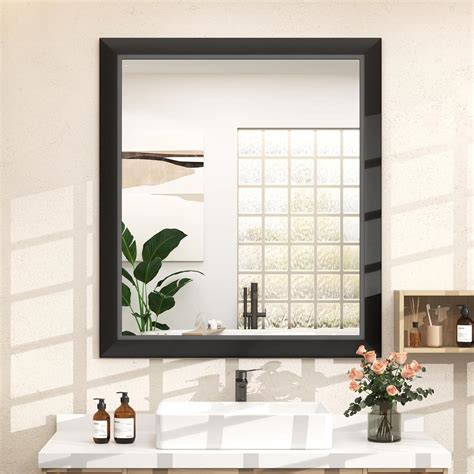Amazon.com: SMIROR Matte Black Bathroom Mirror for Over Sink 28x 32 ...