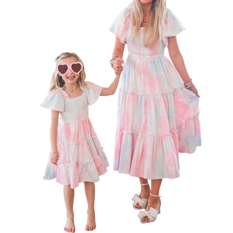 AmShibel Mommy and Me Dresses Family Matching Outfits Summer Short ...