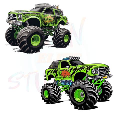 Monster Truck Clipart – 5 PNG Designs, Truck Graphics (digital Download ...