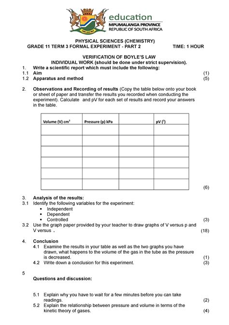 Physical Science Grade 11 Worksheets - Scienceworksheets.net