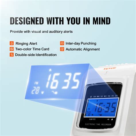 VEVOR Time Card Time Clock Attendance Recorder with 102 Cardboard Cards ...