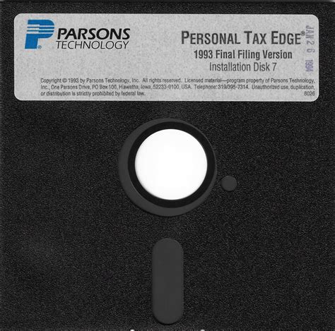 Parsons Technology Personal Tax Edge 1993 Final Filing Version ...