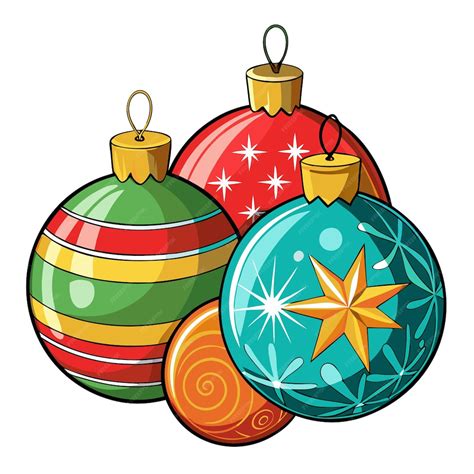 Cute Christmas ornaments Merry Christmas Vector Cartoon Illustration ...