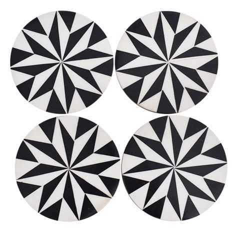 Kaleidoscope Pattern Wooden And Resin Coasters Inn Set Of 4