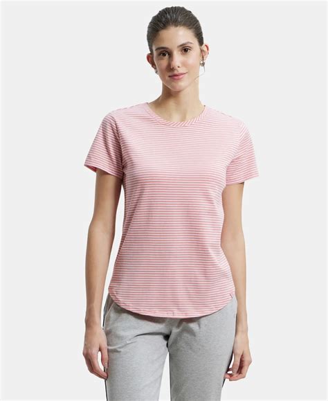 Buy Super Combed Cotton Stripe Fabric Relaxed Fit Round Neck Half ...