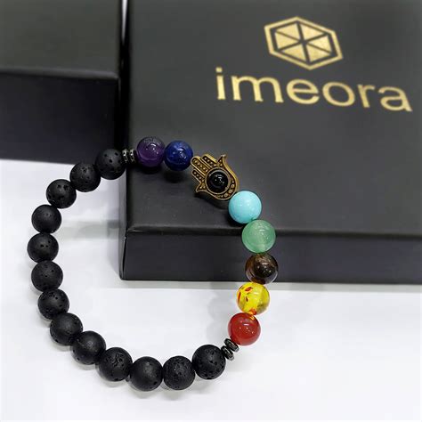 Certified 7 Chakra Hamsa Hand 8mm Natural Stone Bracelet – Imeora