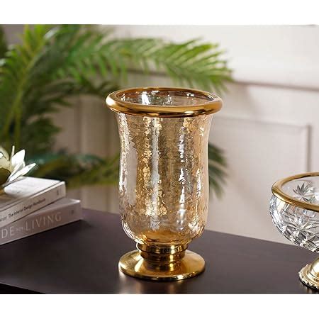 Buy Pure Home and Living Glass Amay Small Hurricane, Gold Online at Low ...