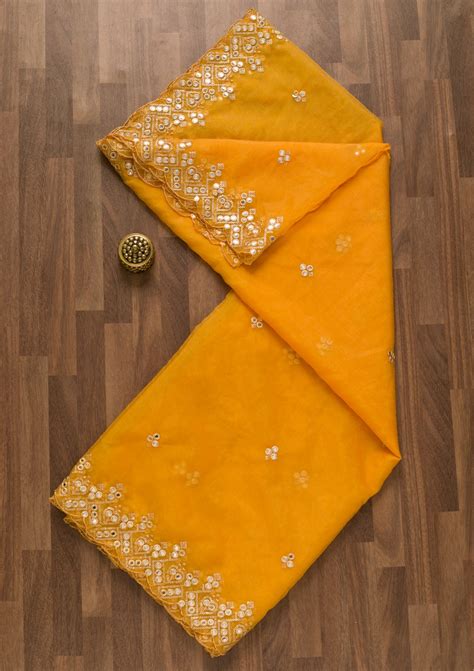 Buy Mustard Gotapatti Tissue Dupatta - Koskii