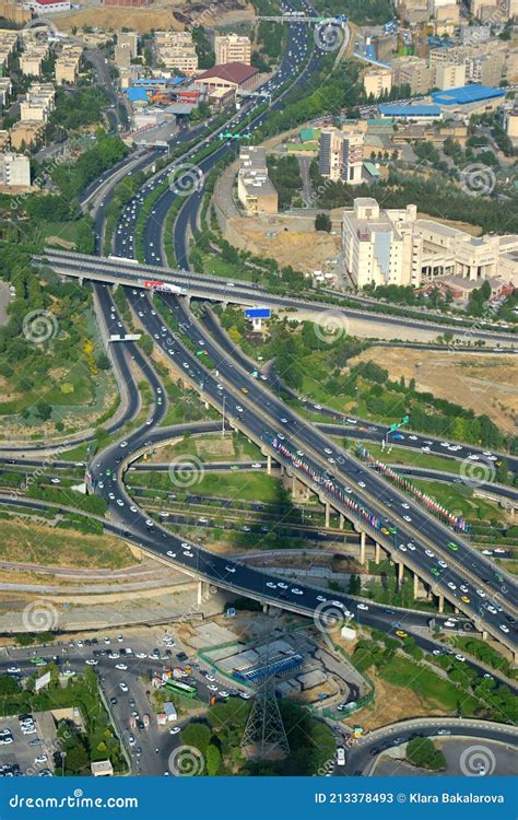 View of the City, Highway and Surrounding Houses from the Milad Tower ...
