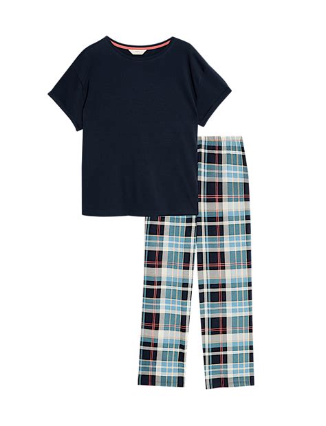 Buy Cotton Rich Printed Cropped Pyjama Set at Marks & Spencer