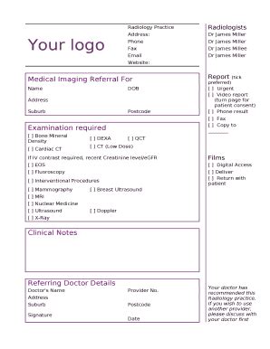 Medical Imaging Referral Form - Blank Fillable Template | Fill Out ...