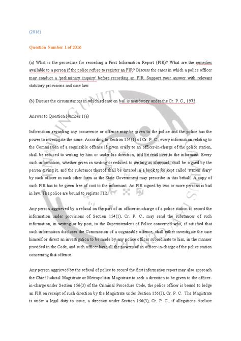 CRPC PYQ (2016-2021) - All pyqs - (2016) Question Number 1 of 20 16 (a ...