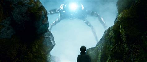 Download wallpaper 2560x1080 man, cave, spaceship, glow, art dual wide ...