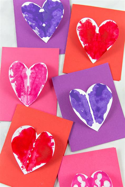 Homemade Cards with Painted Valentine’s Day Hearts • KAB ...