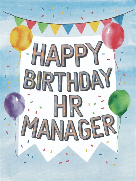 Free Download Watercolor Happy Birthday Card for HR Manager