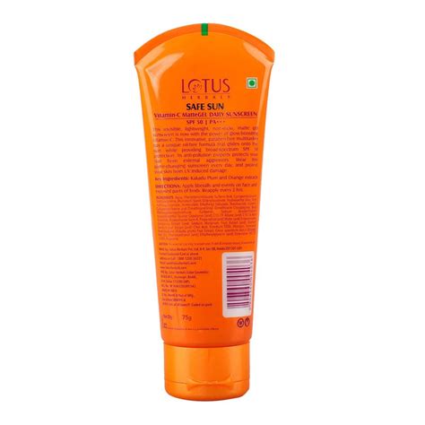 Lotus Herbals Safe Sun Vitamin-C Matte Gel SPF 50 PA+++ Sunscreen, 75 ...