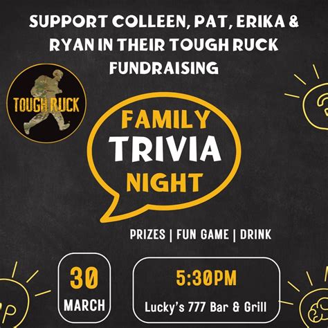 Game Night to Support Colleen, Pat, Erika & Ryan’s Tough Ruck, 777 ...